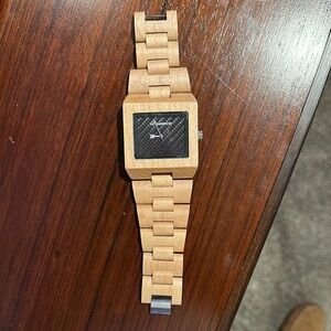 Wooden Watch with Black Dial